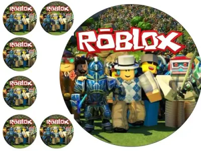Roblox – velký kruh a kolečka – jedlý papír na hranatý dort