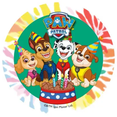 Paw Patrol aneb Tlapková patrola – Happy Birthday – oslava s dortem – jedlý obrázek na dort