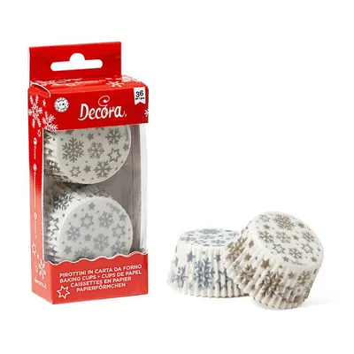 Papírové košíčky na muffiny s vločkami 36 ks – Decora