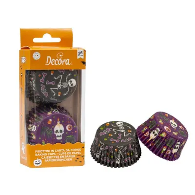 Košíčky na muffiny Halloween černé a fialové 5 cm, 36 ks – Decora
