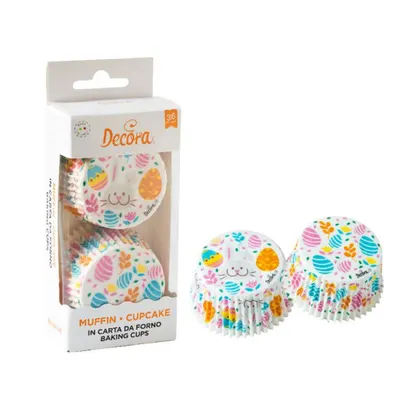 Košíčky na muffiny Decora bílé s velikonočními vajíčky (36 ks)