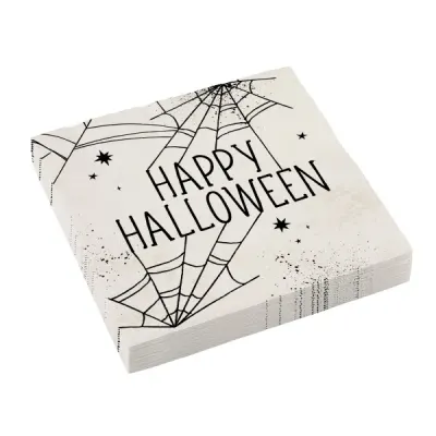 Papírové party ubrousky Happy Halloween - pavučiny 33x33 cm, 16 ks – Amscan