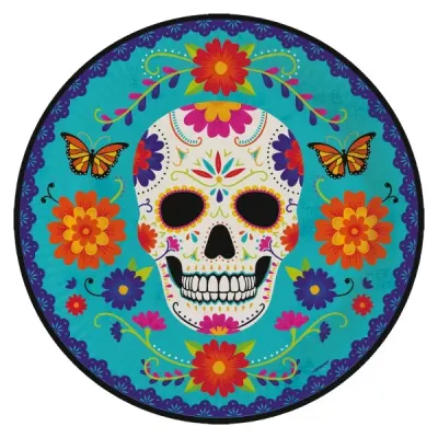 EKO papírové talíře Day of the Dead modré 23 cm, 8 ks – Amscan