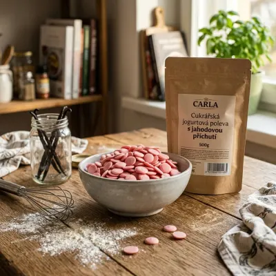 Cukrářská jogurtová poleva s jahodovou příchutí 500 g – CARLA