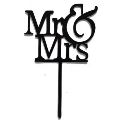 Plastový zápich do dortu Mr & Mrs černý