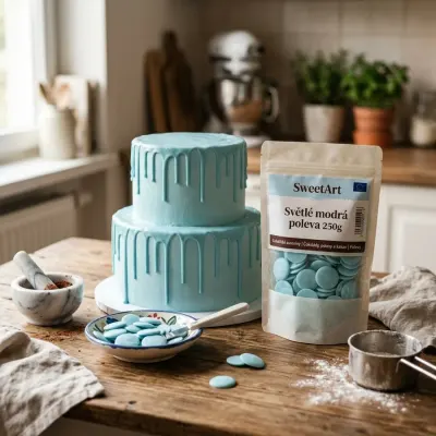 Světle modrá poleva na dorty a cukroví 250 g – SweetArt