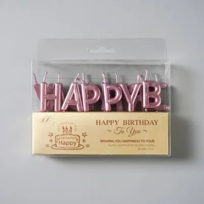 Narozeninové svíčky Happy Birthday růžovo-zlaté, 13 ks