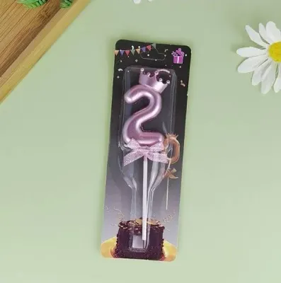 Dortová svíčka s korunkou číslo 2 růžovo-zlatá, 5,5 cm