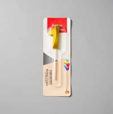 Dortová svíčka číslo 1 zlatá – 4,5 cm