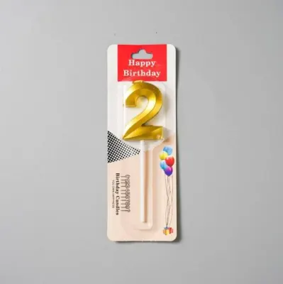 Dortová svíčka zlatá číslo 2 – 4,5 cm