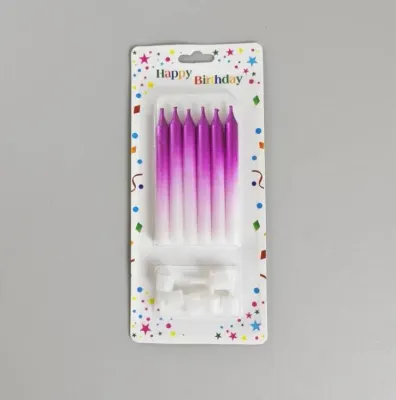 Dortové svíčky Harmony fialovo-bílé 8 cm (6 ks)