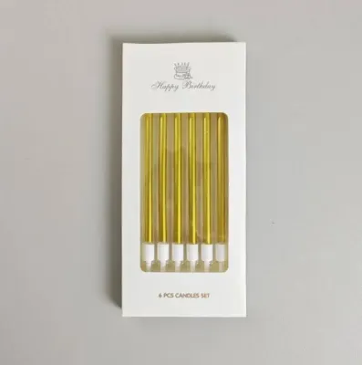 Dortové svíčky Elegant metalické zlaté 10 cm, 6 ks