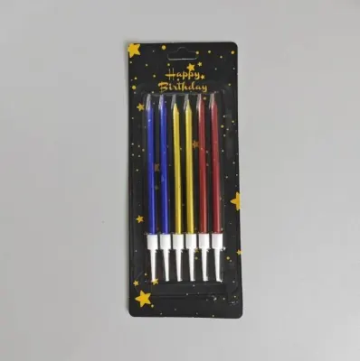 Dortové svíčky Star modré, zlaté a červené, 10 cm (6 ks)