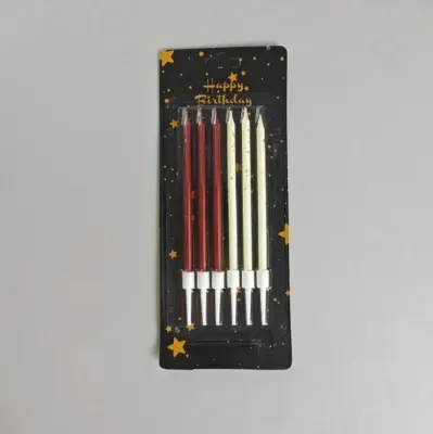 Dortové svíčky Star červené a bílé 10 cm, 6 ks