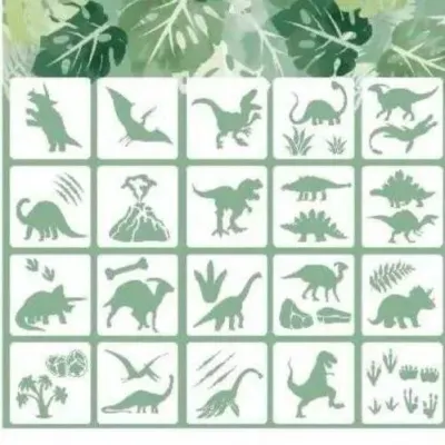 Cukrářské stencily Dinosauři 12,5 × 12,5 cm, 20 ks – Decora