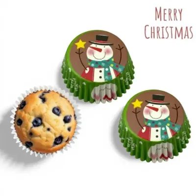 Košíčky na muffiny zelené s vánočními motivy 5 × 3 cm (75 ks)