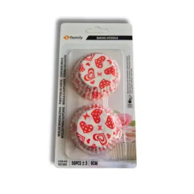 Košíčky na muffiny Srdíčka červená 4 × 2,2 cm, 50 ks