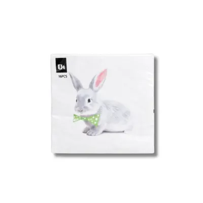 Papírové ubrousky se zajíčkem se zeleným motýlkem 33 × 33 cm (16 ks)