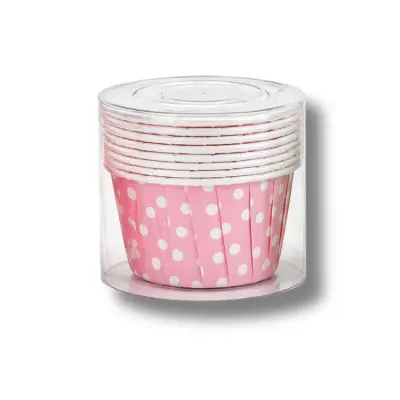 Košíčky na mini muffiny pevné růžové s puntíky (10 ks)