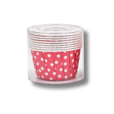Košíčky na mini muffiny pevné červené s puntíky 4,4 × 3,9 cm (10 ks)
