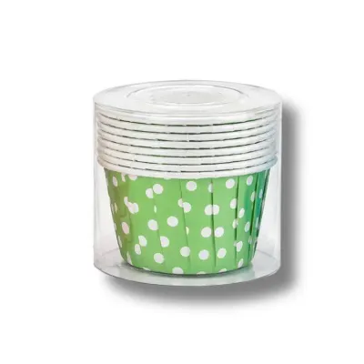 Košíčky na mini muffiny pevné zelené s puntíky 4,4 × 3,9 cm (10 ks)