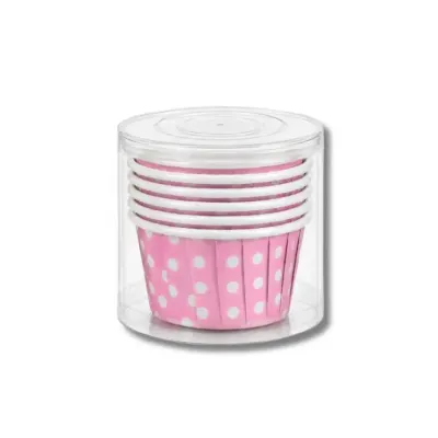Pevné košíčky na muffiny růžové s puntíky 6 cm – 6 ks