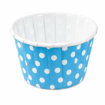 Košíčky na muffiny pevné samonosné modré s puntíky 5 x 4 cm 100 ks