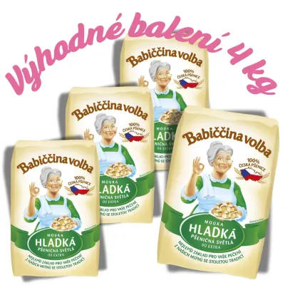 Mouka pšeničná hladká Extra světlá 00 4 x 1 kg – Babiččina volba
