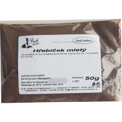 Hřebíček mletý na moučníky a kompoty 50 g