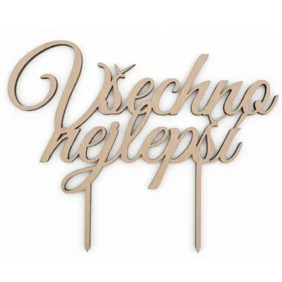 Dřevěný zápich Všechno nejlepší 20 cm – I LOVE CAKES