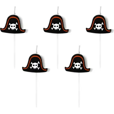Dortové svíčky pirátský klobouk 2 cm 5 ks – PartyDeco