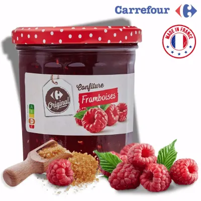 Džem malinový se třtinovým cukrem 370 g – Carrefour Original