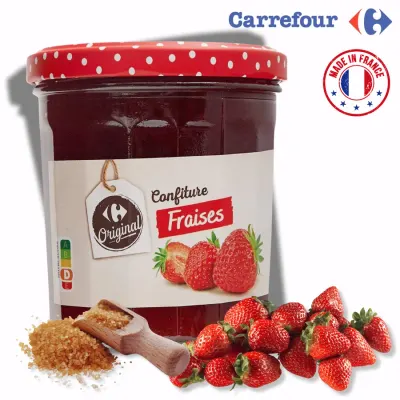 Jahodový džem se třtinovým cukrem 370 g – Carrefour Original