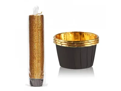 Alobalové pevné košíčky na muffiny hnědé/zlaté 5 cm (50 ks) – Cake Star