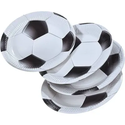 Papírové tácky s motivem fotbal 23 cm, 8 ks