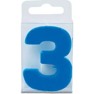 Dortová svíčka číslice 3 mini, modrá, 4 cm – Stadter