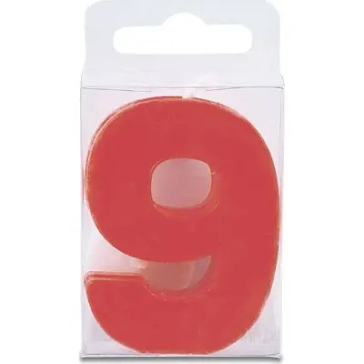 Dortová svíčka číslice 9 mini, červená 4 cm – Städter
