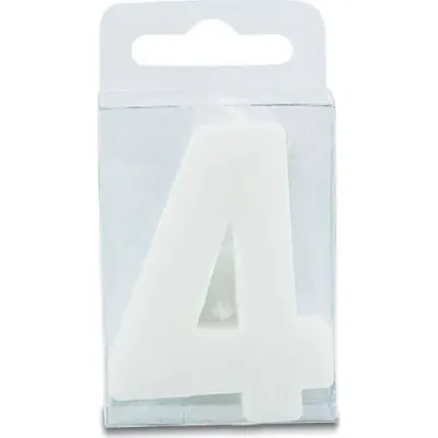 Dortová svíčka číslice 4 mini, bílá, 4 cm – Stadter