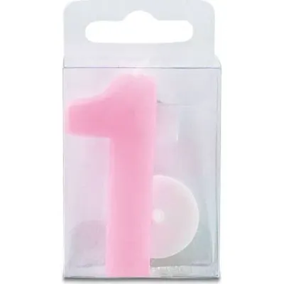 Dortová svíčka číslice 1 mini, růžová, 4 cm – Stadter