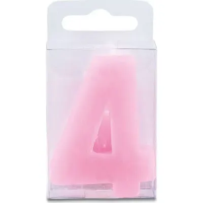 Svíčka ve tvaru číslice 4 mini růžová 4 cm – Stadter