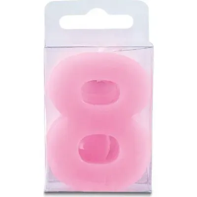 Dortová svíčka číslice 8 mini růžová 4 cm – Stadter