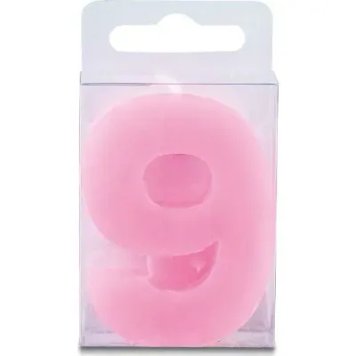 Svíčka na dort číslice 9 mini, růžová, 4 cm – Stadter