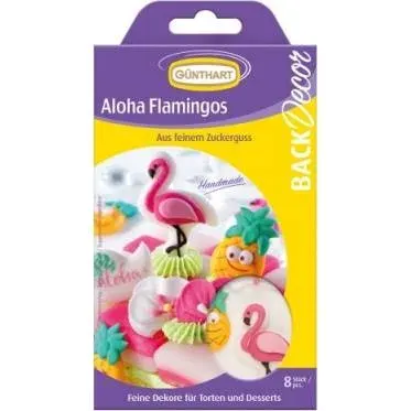 Cukrová dekorace Aloha plameňák 8 ks – Gunthart