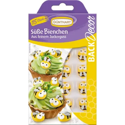 Cukrová dekorace včeličky na dort a cupcakes 15 ks – Gunthart