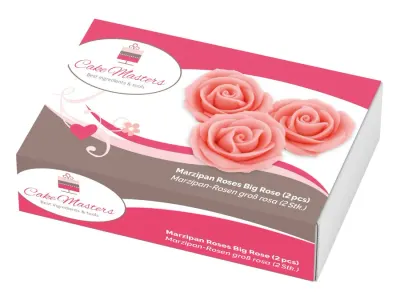 Marcipánové květy růže růžové 4,5 cm, 2 ks – Cake Masters