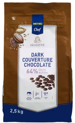 Hořká čokoláda 64% v čočkách 2,5 kg – METRO Chef