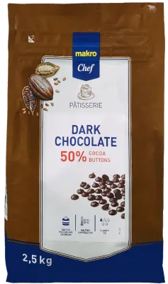 Čokoládové čočky hořká čokoláda 50% 2,5 kg – METRO Chef