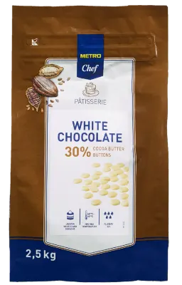 Bílá čokoláda pecky 30% 2,5 kg – METRO Chef