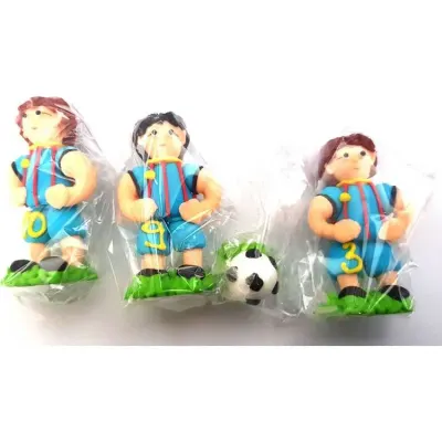 Cukrová figurka fotbalisté modří 3 ks a kopačák 3x6cm – I love Cakes