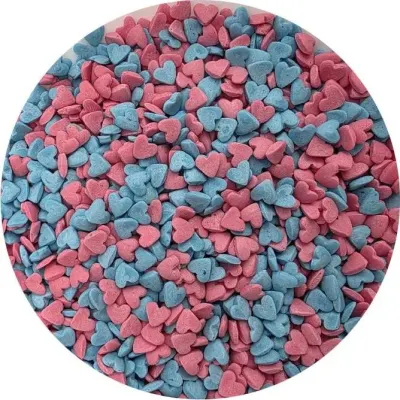 Cukrové zdobení Růžovo-modré srdce 80 g – I LOVE CAKES